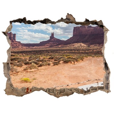 Wandsticker 3D gat met uitzicht Uitzicht op Monument Valley