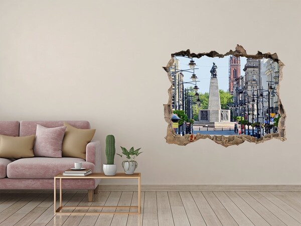 Wandsticker 3D doorkijk Straat met een monument