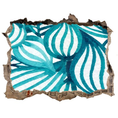 Zelfklevende 3D wandsticker illusie Tropische bladeren in een gat in de muur