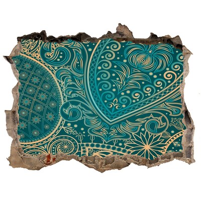 Zelfklevende muursticker 3D gat Groen boho-patroon