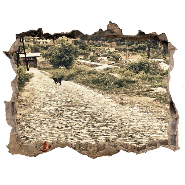 Wandsticker 3D doorkijk Een charmante landweg