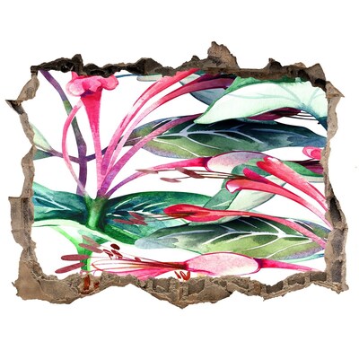 Wandsticker 3D doorkijk Bloementuin achter de muur