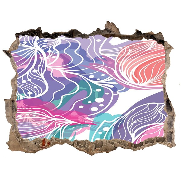 Zelfklevende 3D wandsticker illusie Gat in de muur Bloemenpatronen