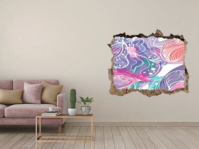 Zelfklevende 3D wandsticker illusie Gat in de muur Bloemenpatronen