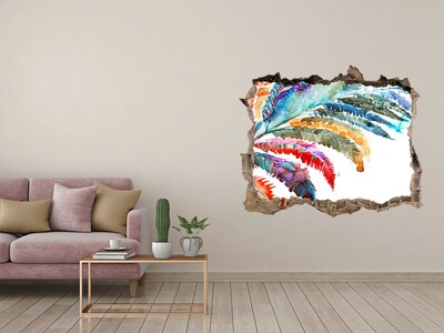 Zelfklevende muursticker 3D gat Een tropische oase in beton.