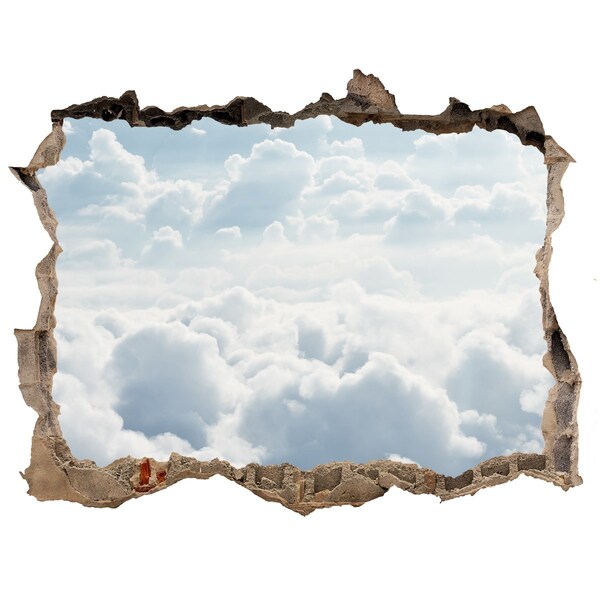 Zelfklevende 3D wandsticker illusie De hemel is vol wolken.