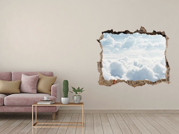 Zelfklevende 3D wandsticker illusie De hemel is vol wolken.