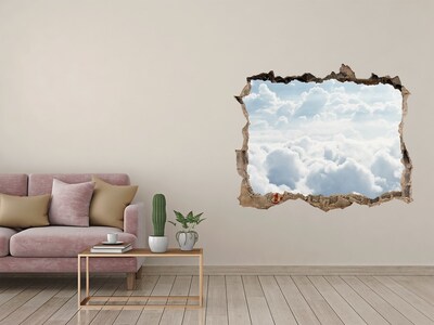 Zelfklevende 3D wandsticker illusie De hemel is vol wolken.