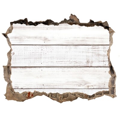 Wandsticker 3D doorkijk Een houten plank in een gat in de muur