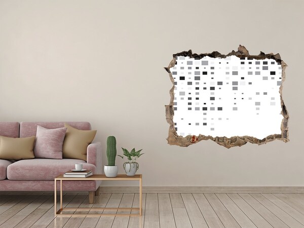 Zelfklevende 3D wandsticker illusie Vervallen muur met digitaal patroon