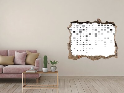 Zelfklevende 3D wandsticker illusie Vervallen muur met digitaal patroon