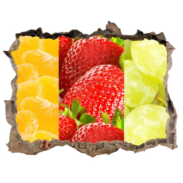 Wandsticker 3D doorkijk Fruitparadijs achter de muur