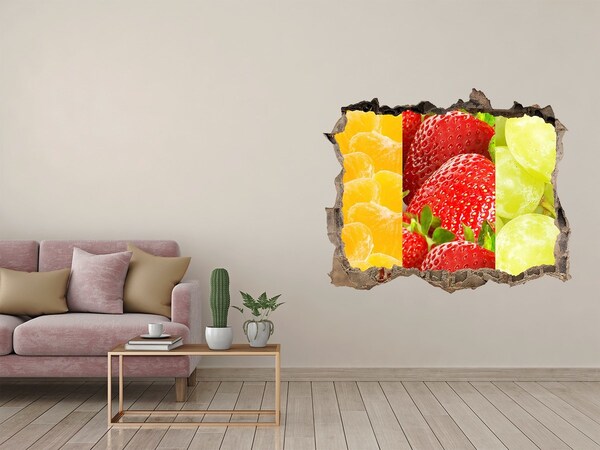 Wandsticker 3D doorkijk Fruitparadijs achter de muur