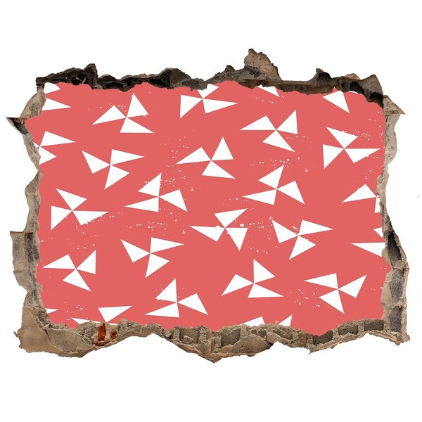 Wandsticker 3D gat met uitzicht Patroon in een rode tint