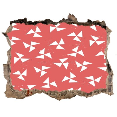 Wandsticker 3D gat met uitzicht Patroon in een rode tint