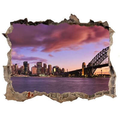 Zelfklevende 3D wandsticker illusie Uitzicht op Sydney