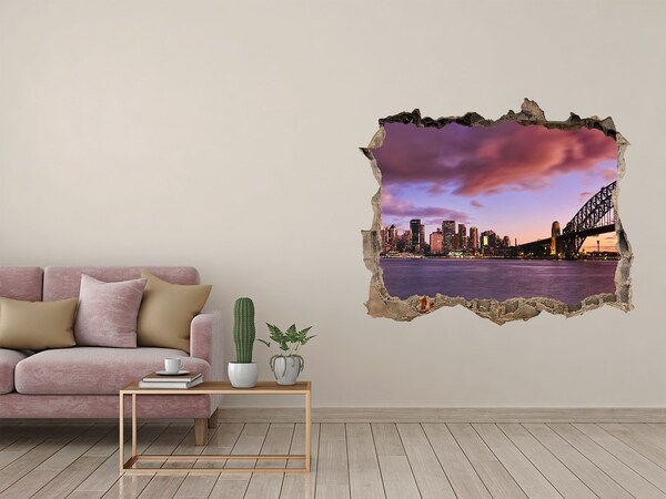 Zelfklevende 3D wandsticker illusie Uitzicht op Sydney