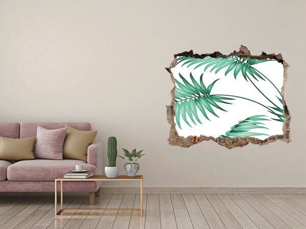 Wandsticker 3D doorkijk Groene jungle door een gat in de muur