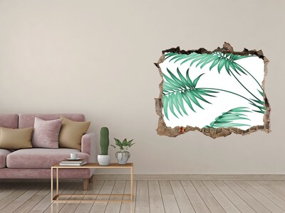Wandsticker 3D doorkijk Groene jungle door een gat in de muur