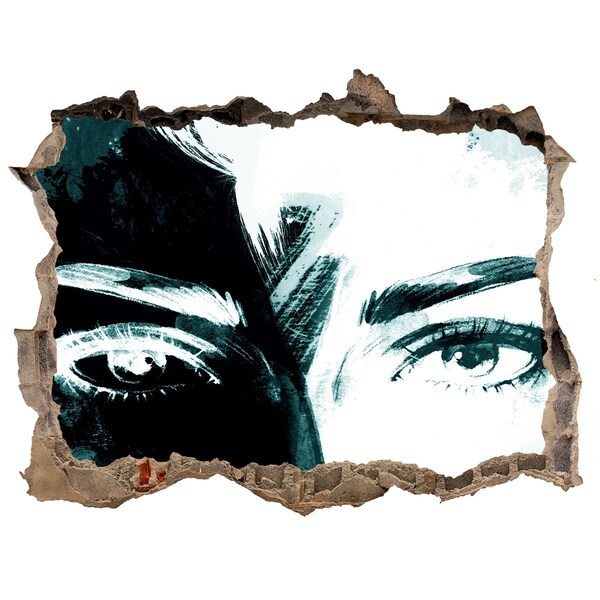 Wandsticker 3D doorkijk Ogen in beton