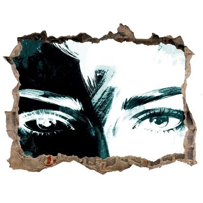 Wandsticker 3D doorkijk Ogen in beton