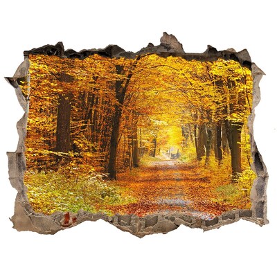 Wandsticker 3D doorkijk Herfstlaan in het bos