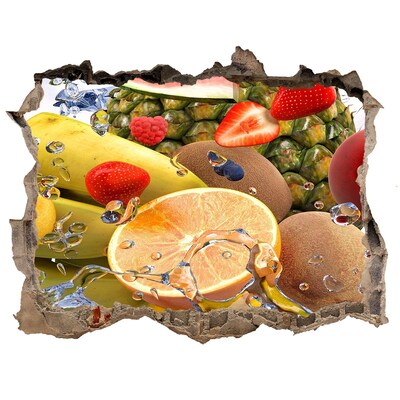 Zelfklevende 3D wandsticker illusie Fruitparadijs achter de muur