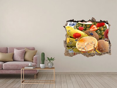 Zelfklevende 3D wandsticker illusie Fruitparadijs achter de muur