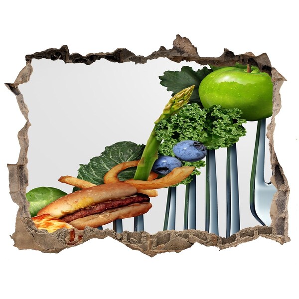 Zelfklevende 3D wandsticker illusie De culinaire wereld achter de muren