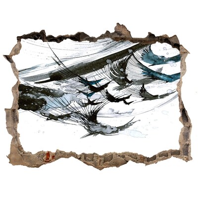 Wandsticker 3D doorkijk Moderne abstractie in een gat