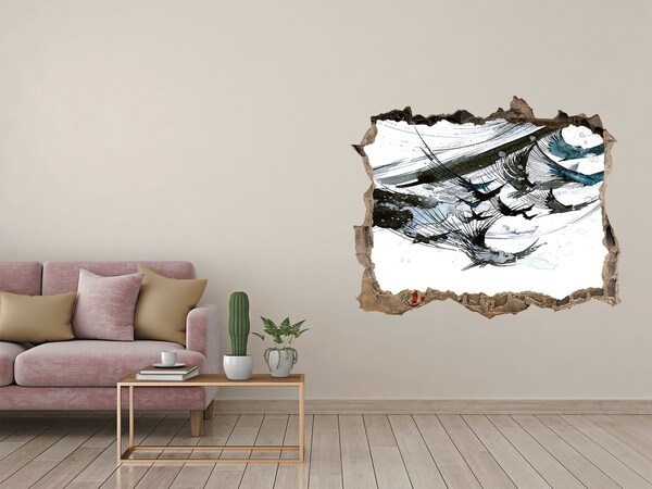 Wandsticker 3D doorkijk Moderne abstractie in een gat