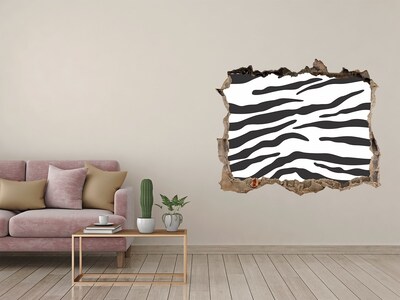 Wandsticker 3D gat met uitzicht Zebra in de muur