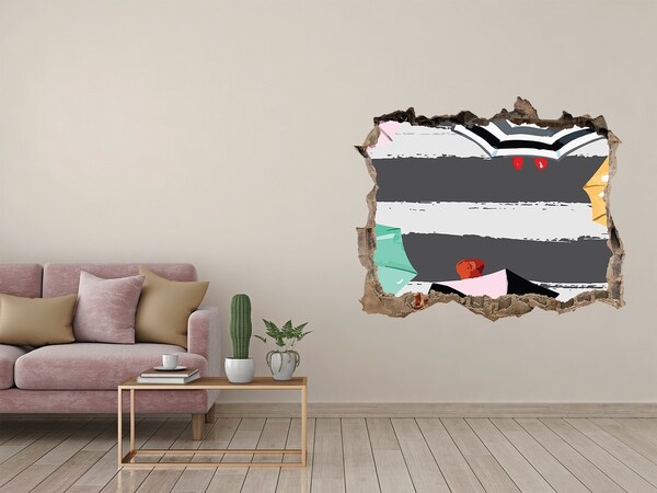 Zelfklevende muursticker 3D gat Mysterieus strand met parasols