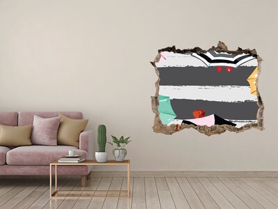 Zelfklevende muursticker 3D gat Mysterieus strand met parasols