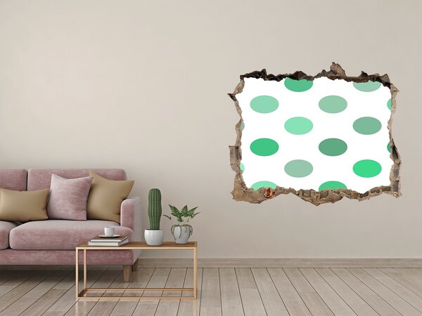 Wandsticker 3D doorkijk Groen gat in de muur
