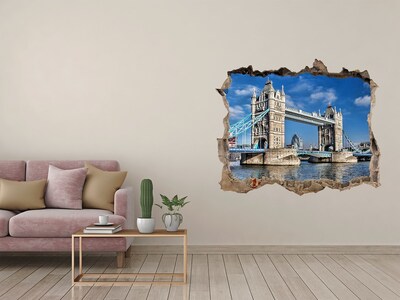 Zelfklevende muursticker 3D gat Tower Bridge in Londen