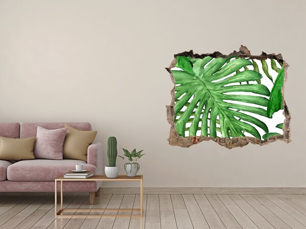Zelfklevende 3D wandsticker illusie Groene jungle achter de muur