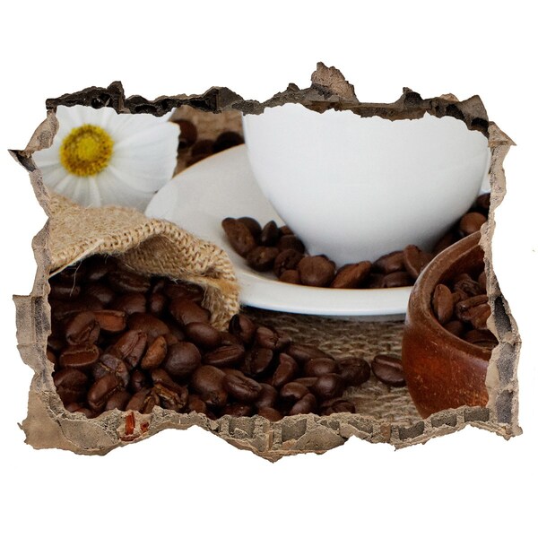 Wandsticker 3D gat met uitzicht Koffie drinken in het comfort van je eigen huis.