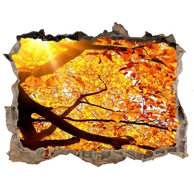 Zelfklevende muursticker 3D gat Gouden herfst achter de muur