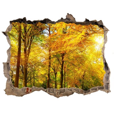 Wandsticker 3D gat met uitzicht De herfst in het bos