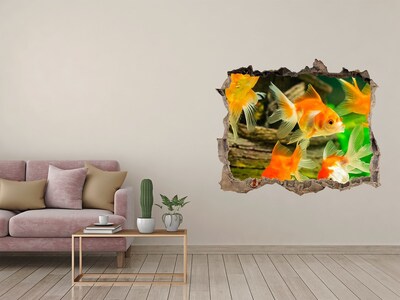 Zelfklevende 3D wandsticker illusie Goudvissen in de onderwaterwereld