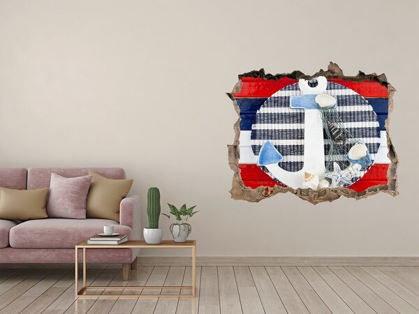 Wandsticker 3D doorkijk Zeeavontuur met schelpen