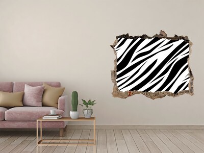 Wandsticker 3D gat met uitzicht Zebra in de muur