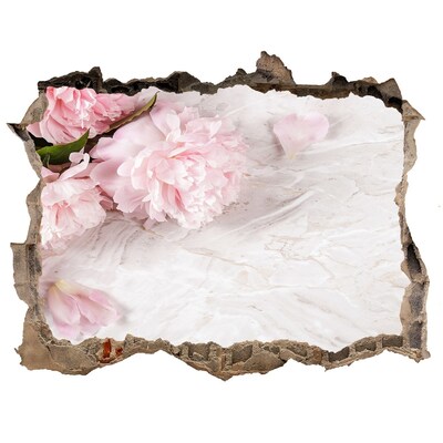 Wandsticker 3D doorkijk Bloemen in een afbrokkelende muur