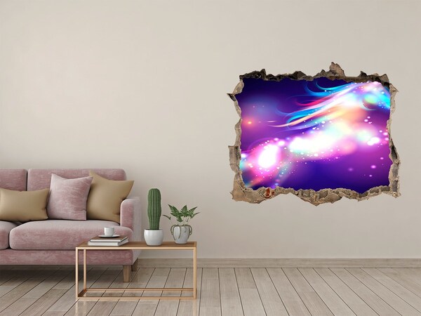 Zelfklevende 3D wandsticker illusie Een kosmische explosie van kleuren