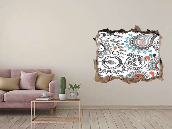 Wandsticker 3D doorkijk Boho-stijl patronen