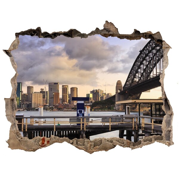 Wandsticker 3D gat met uitzicht Uitzicht op Sydney