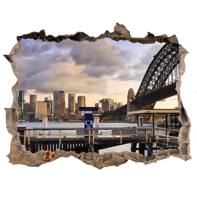 Wandsticker 3D gat met uitzicht Uitzicht op Sydney