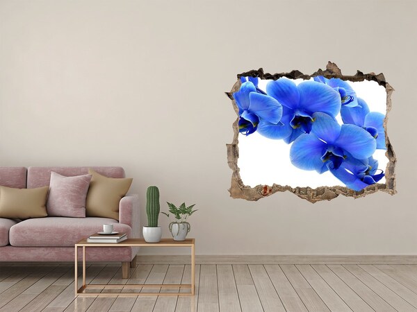 Zelfklevende 3D wandsticker illusie Orchideeën in een gat in de muur
