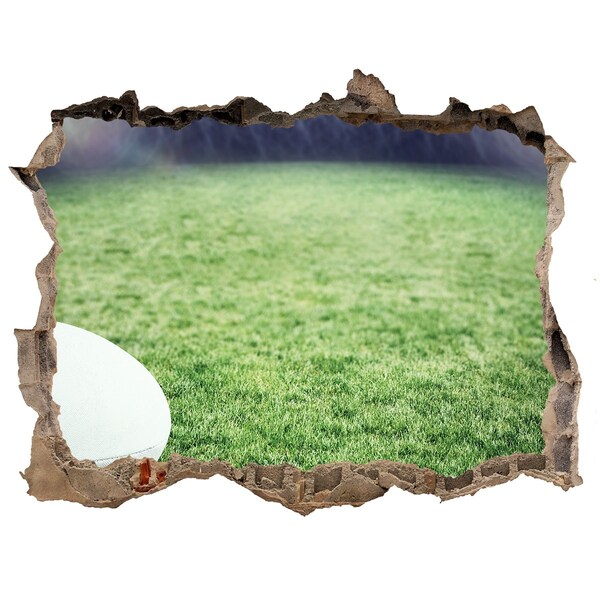 Zelfklevende 3D wandsticker illusie Rugby op het veld